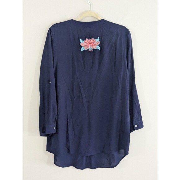 Anthropologie Solitaire Top Blouse 1/2 Button Popover Embroidered Boho Size L - Picture 12 of 12